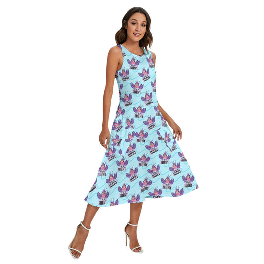 Shiny Deep-Sea Villain - Women’s Diagonal Pocket Midi Dress