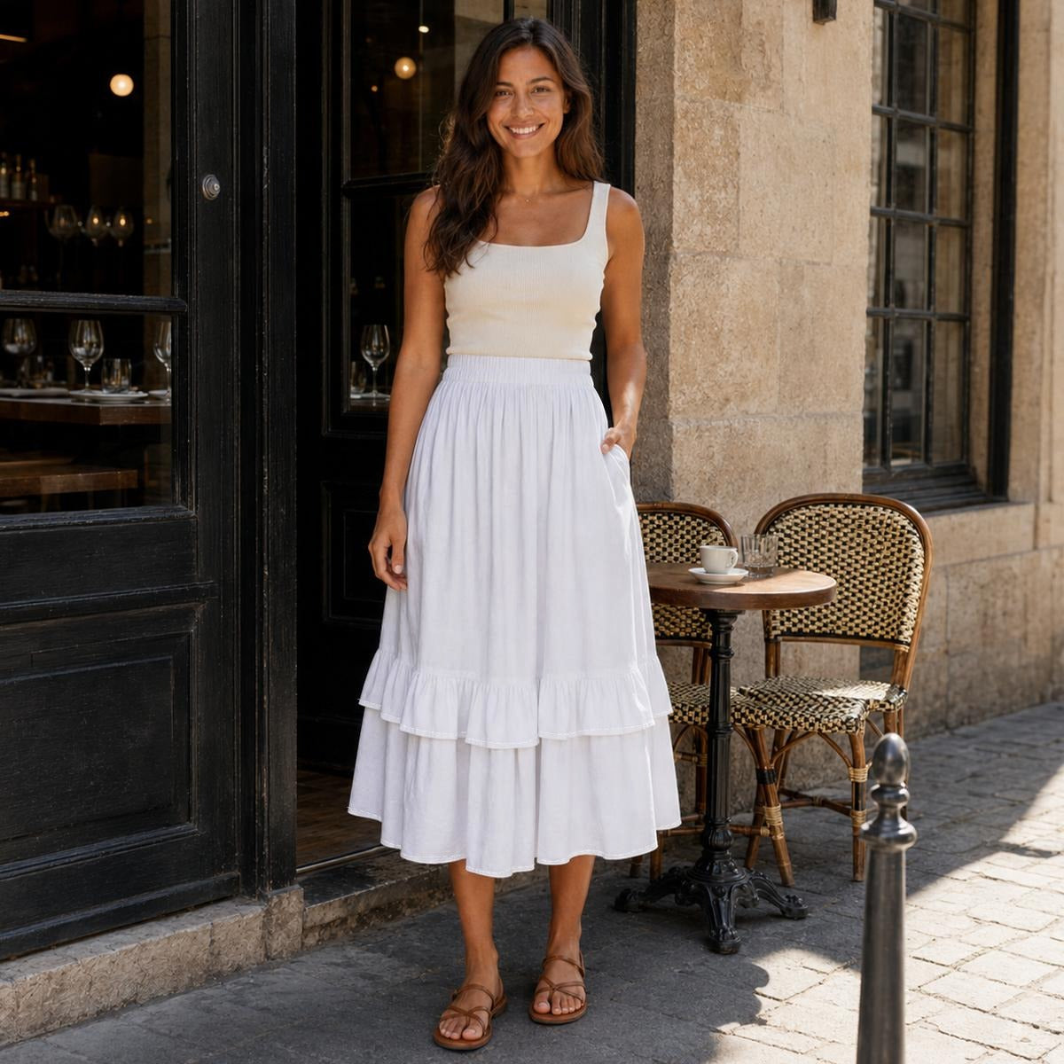 Pick Any Print from our Shop - Women’s Boho Ruffle Midi Skirt with Pockets