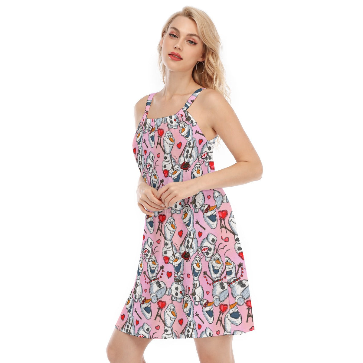 Sketched Snowman Valentine’s Day - Women’s Adjustable Sundress