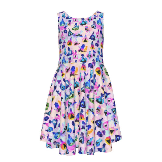Princess And Classic Animation Silhouettes - Kid's Sleeveless Skater Dress
