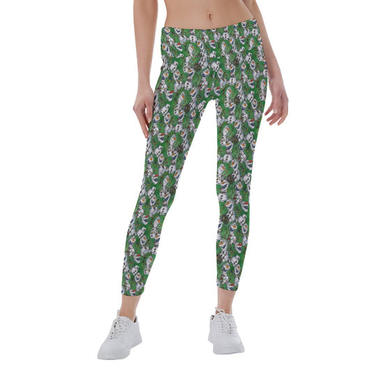 Sketched Snowman Christmas - Women's Yoga Leggings