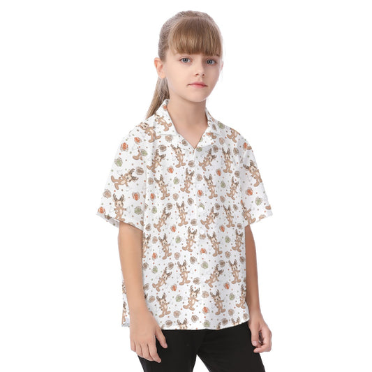 Reindeer Onesie Cheer - Kid's Hawaiian Button Up Shirt