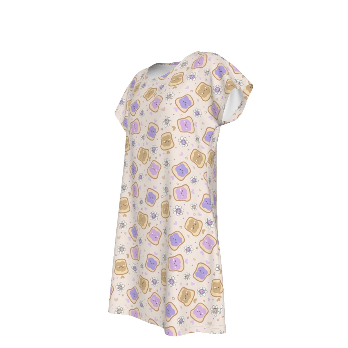 Kawaii Peanut Butter and Jelly Sandwiches - Women's T-Shirt Dress