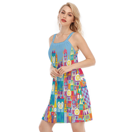 Whimsical World Facade - Women’s Adjustable Sundress