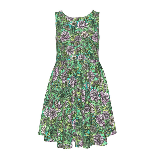 Fairytale Florals - Tiana Inspired - Kid's Sleeveless Skater Dress