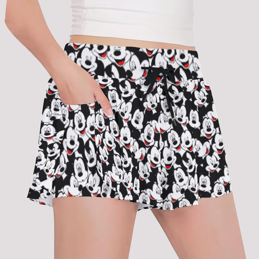 Many Faces of Classic Mouse - Girls’ Flowy Pocket Shorts