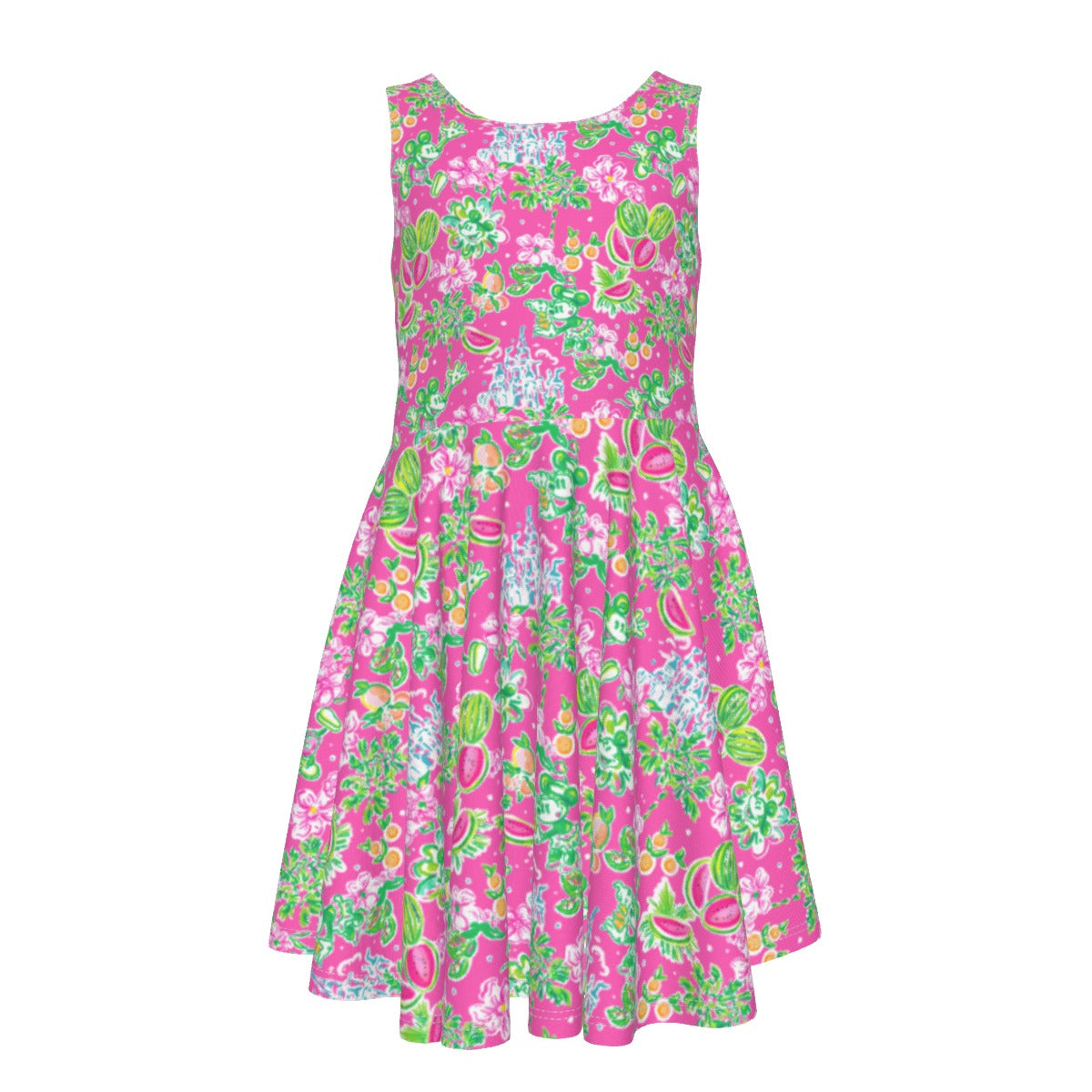 Bright Tropical Vibes - Watermelon Mouse Duo - Kid's Sleeveless Skater Dress