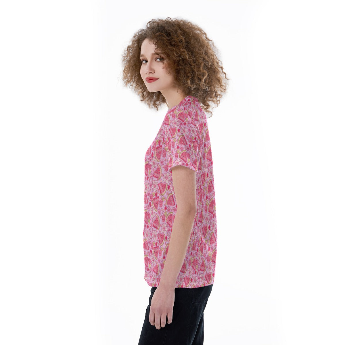 Summer Fruits - Watermelon - Women's Short Sleeve V-Neck T-Shirt