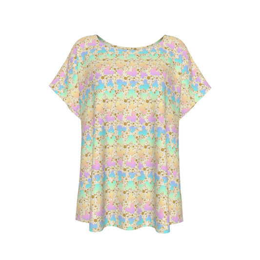 Gold Dot Rainbow Mouse Ears Castle - Women’s Relaxed Fit Scoop Tee