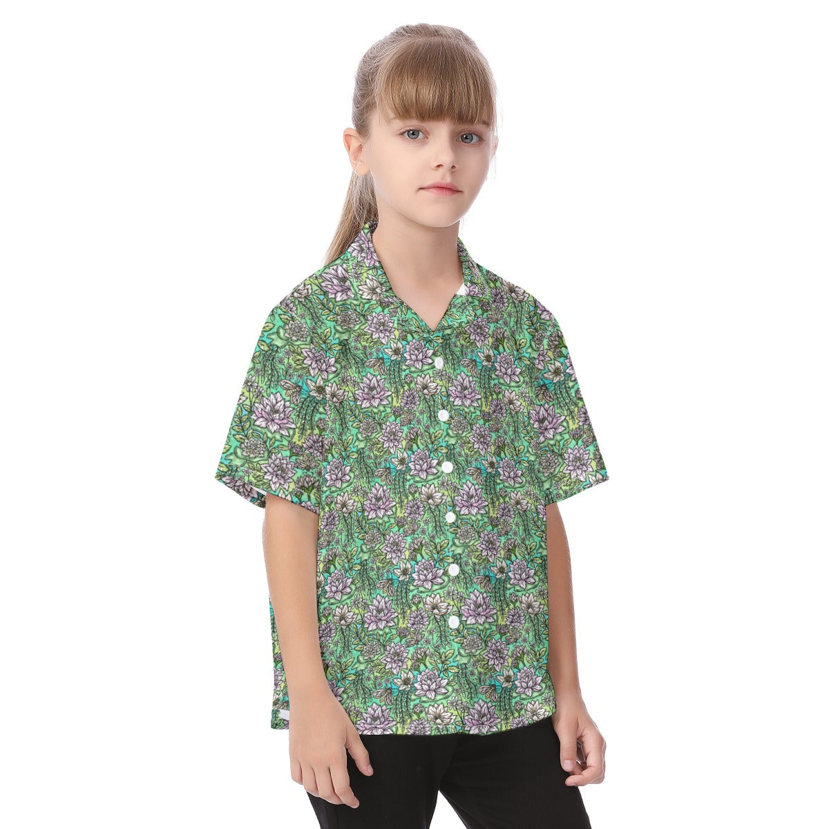 Fairytale Florals – Bayou Blooms - Kid's Hawaiian Button Up Shirt
