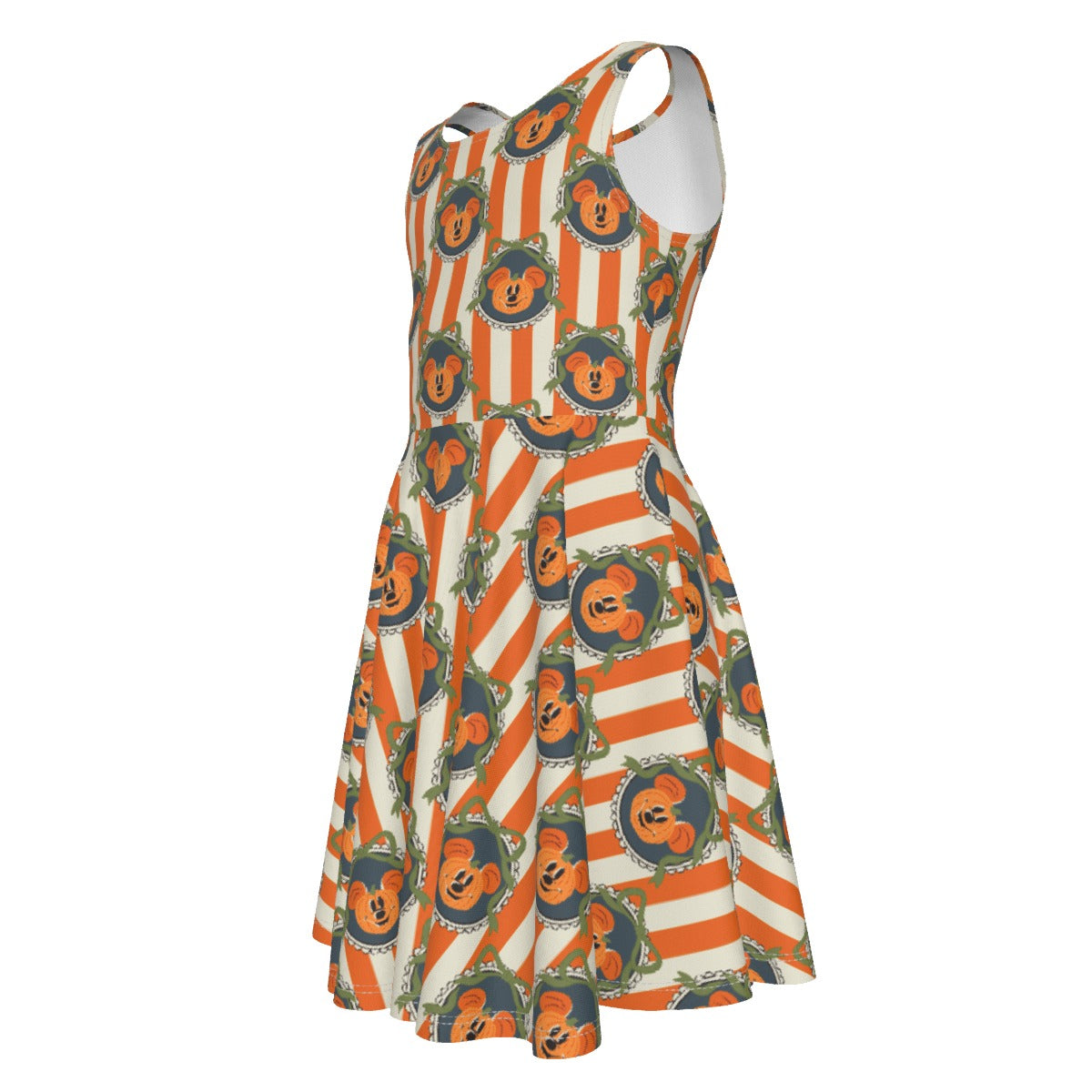 Pumpkin Cameo Stripes - Kid's Sleeveless Skater Dress