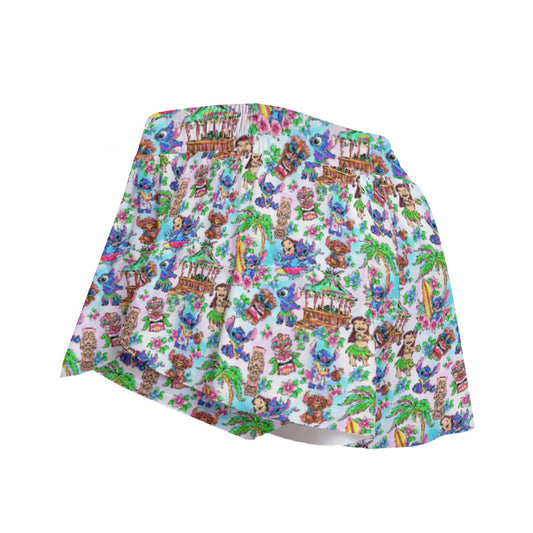 Bright Island Chaos Hand Drawn - Women's Flowy Pocket Shorts