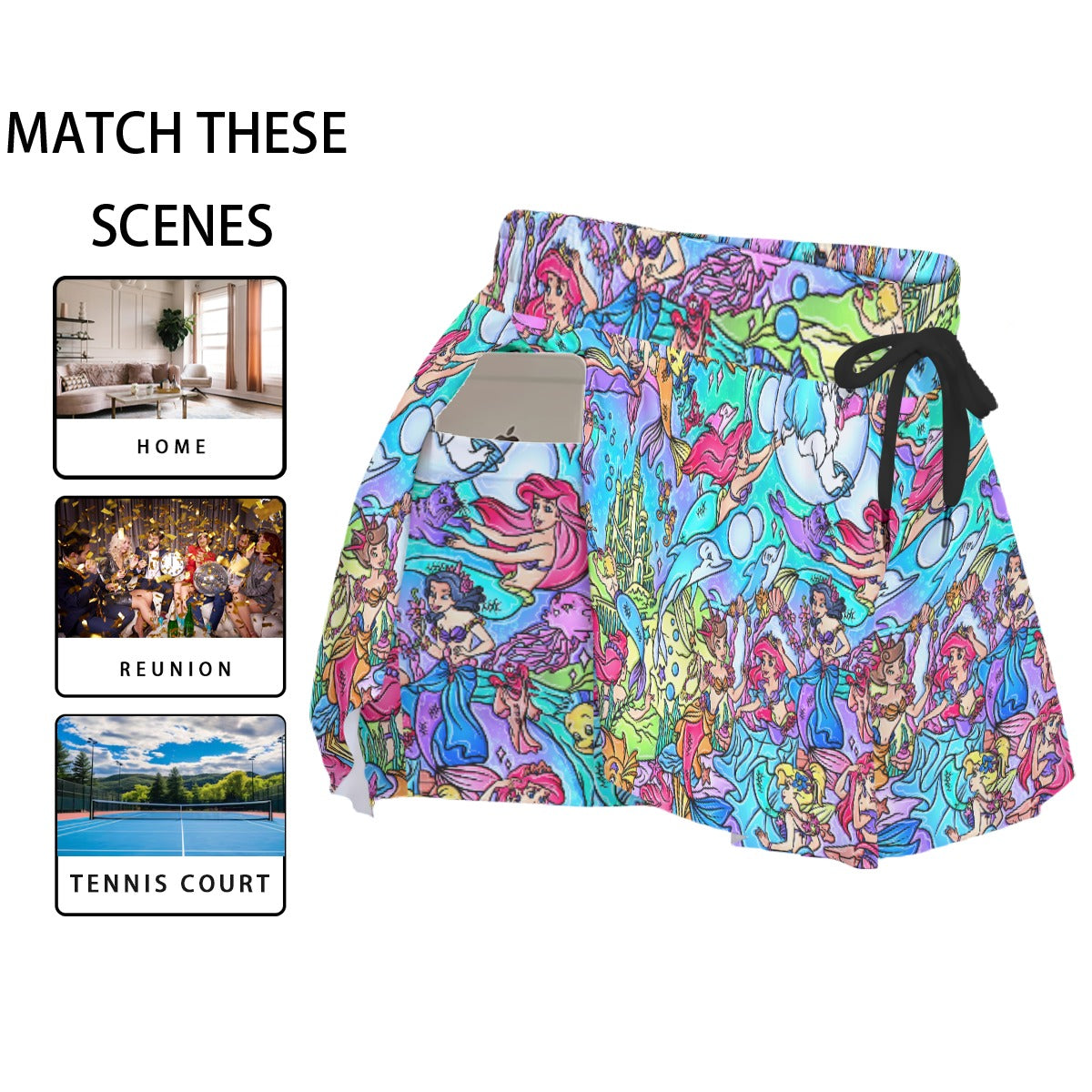 Under the Sea Storybook Scenes - Women's Flowy Pocket Shorts