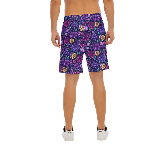 Fairytale Florals – Dark Sea Witch - Men’s Pocket Beach Shorts