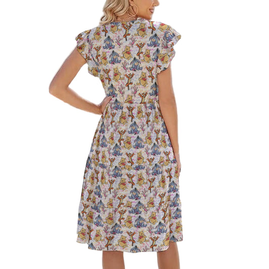 Beloved Forest Friends Sketch Autographs - Women's Tiered Pocket Midi Dress