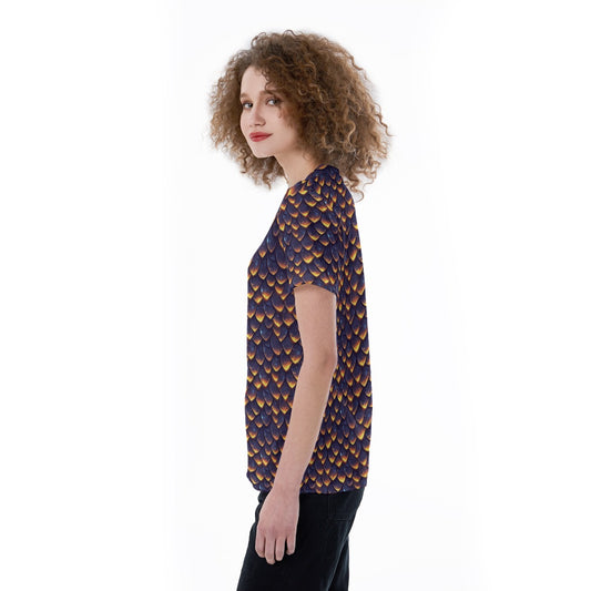 Animal Print - Dragon - Women's Short Sleeve V-Neck T-Shirt
