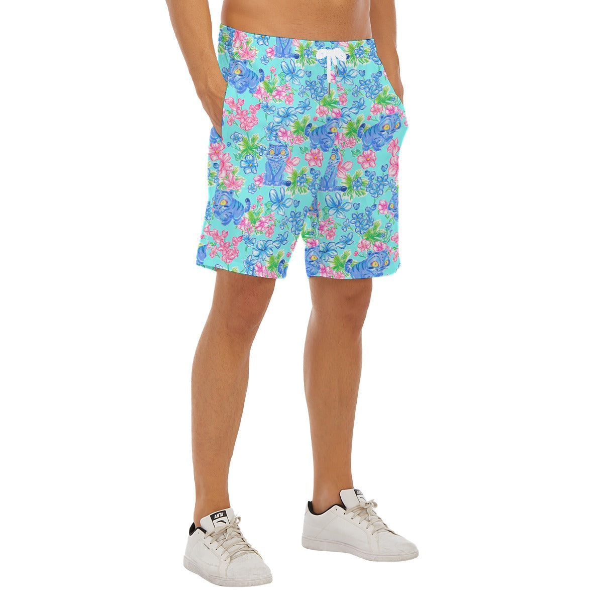 Derpy Tiger Blooms - Men’s Pocket Beach Shorts