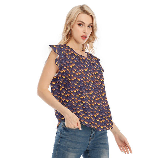 Animal Print - Dragon - Women’s Flutter Sleeve Top