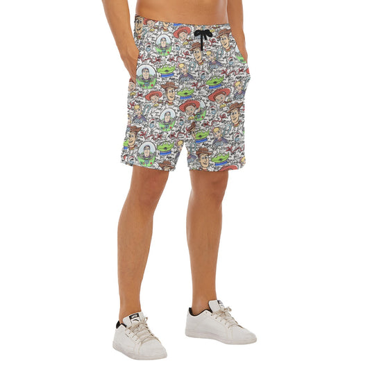 Sketch Autographs of Animated Toy Friends - Men’s Pocket Beach Shorts