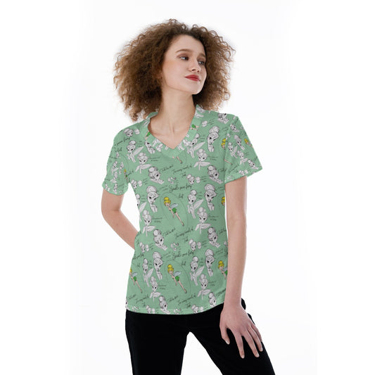 Drawing Pixie Fairy - Women's Short Sleeve V-Neck T-Shirt