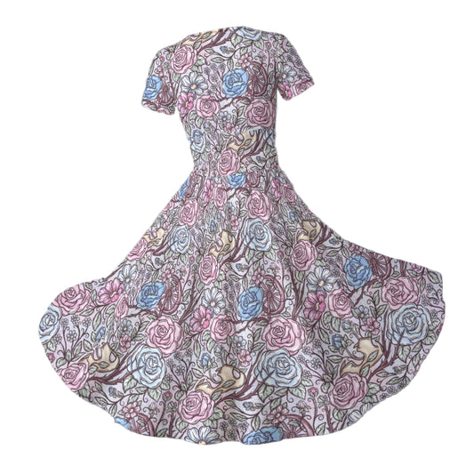 Fairytale Florals – Sleeping Enchantment - Women's V-Neck Ruched Midi Dress