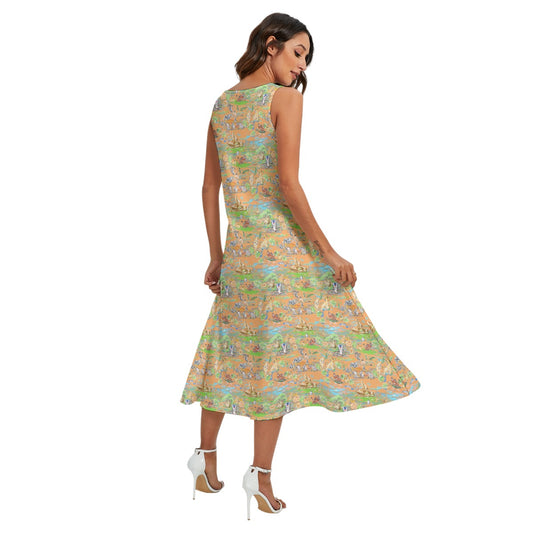 Simba’s Savanna Sunset - Women’s Diagonal Pocket Midi Dress
