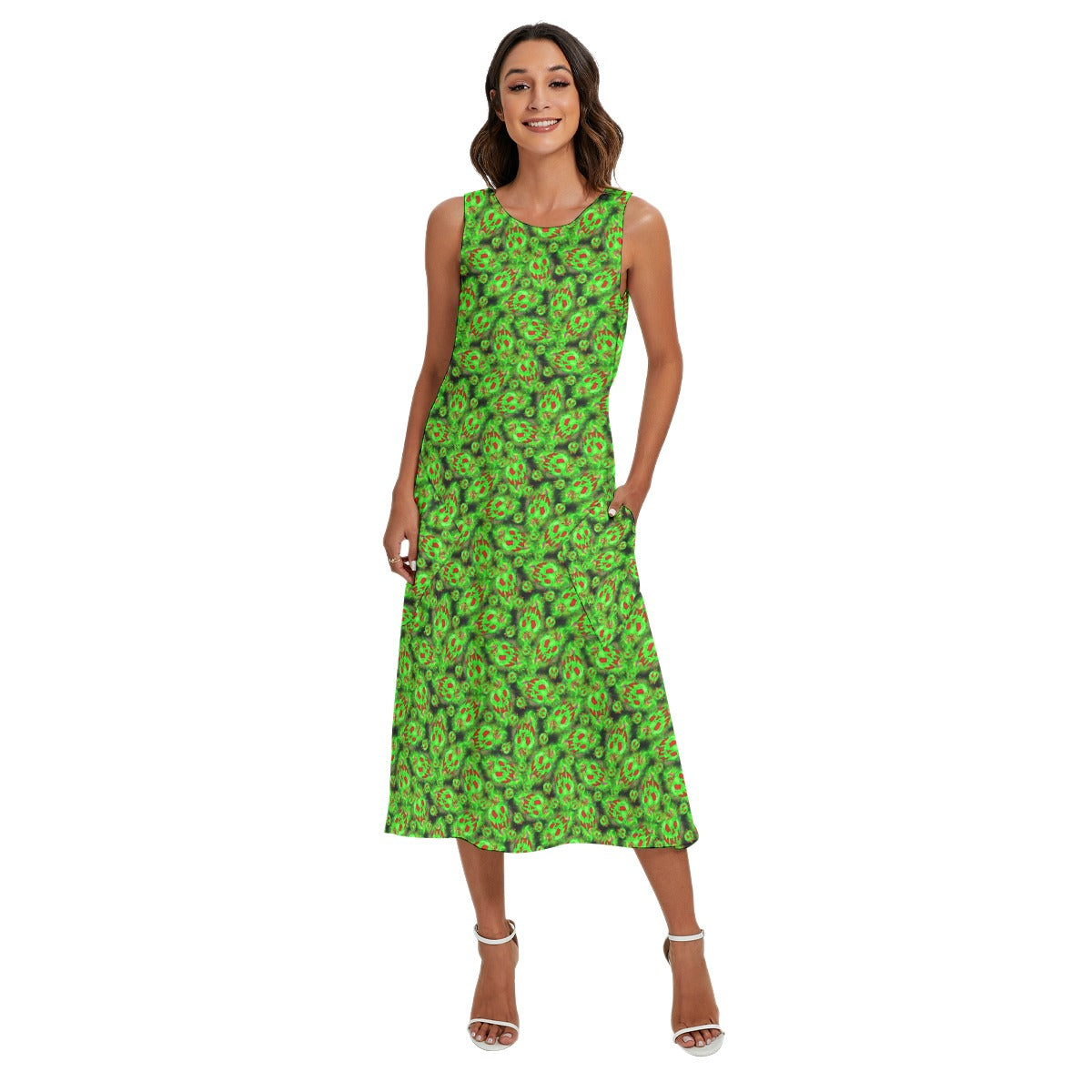 Just One Bite - Women’s Diagonal Pocket Midi Dress