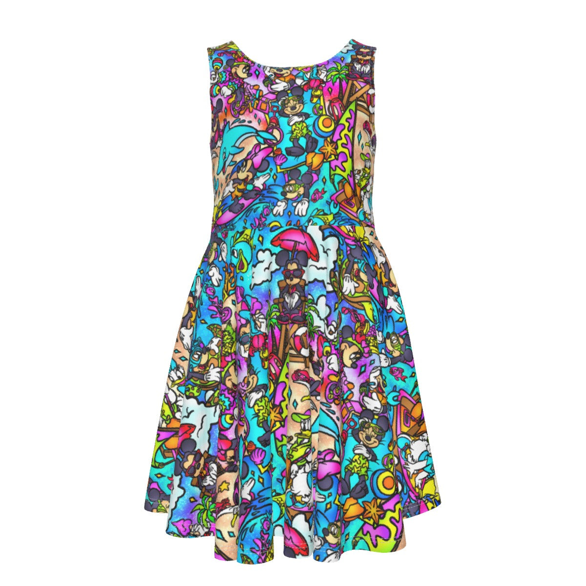 Island Beach Bash - Kid's Sleeveless Skater Dress