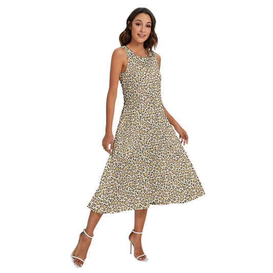 Mouse Ears Animal Print - Women’s Diagonal Pocket Midi Dress