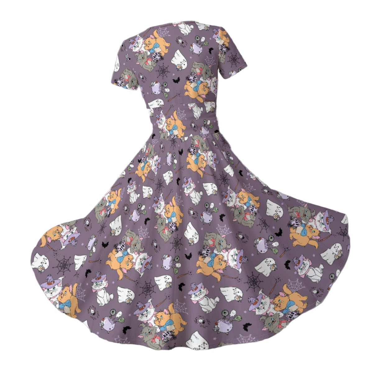 Spooky Fancy Felines - Women's V-Neck Ruched Midi Dress