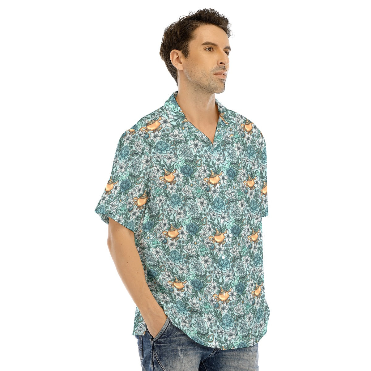 Fairytale Florals - Arabian Princess - Men's Hawaiian Button Up Shirt