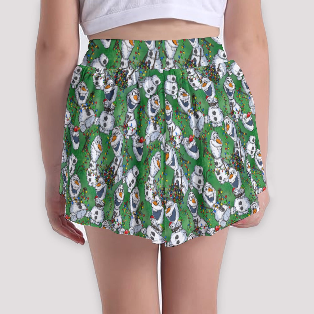 Sketched Snowman Christmas - Girls’ Flowy Pocket Shorts