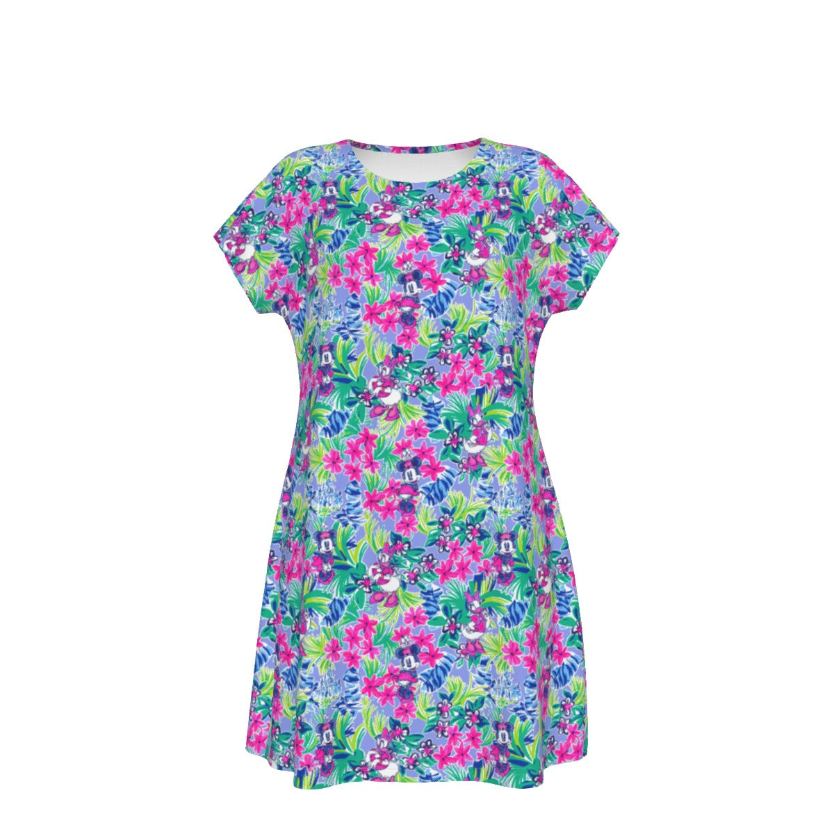 Bright Tropical Bliss - Island Mouse Duo - Women's T-Shirt Dress