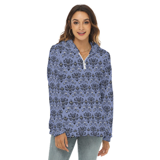 Spooky Mansion Wallpaper - Women's Borg Fleece Hoodie