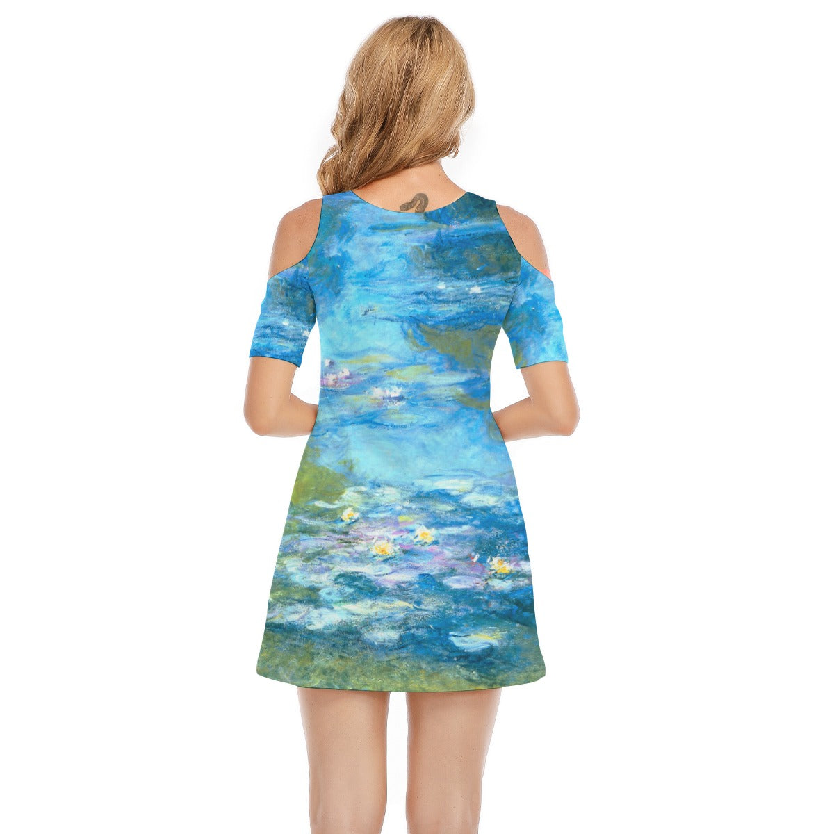 Monet Water Lillies - Women's Cold Shoulder Cotton Dress