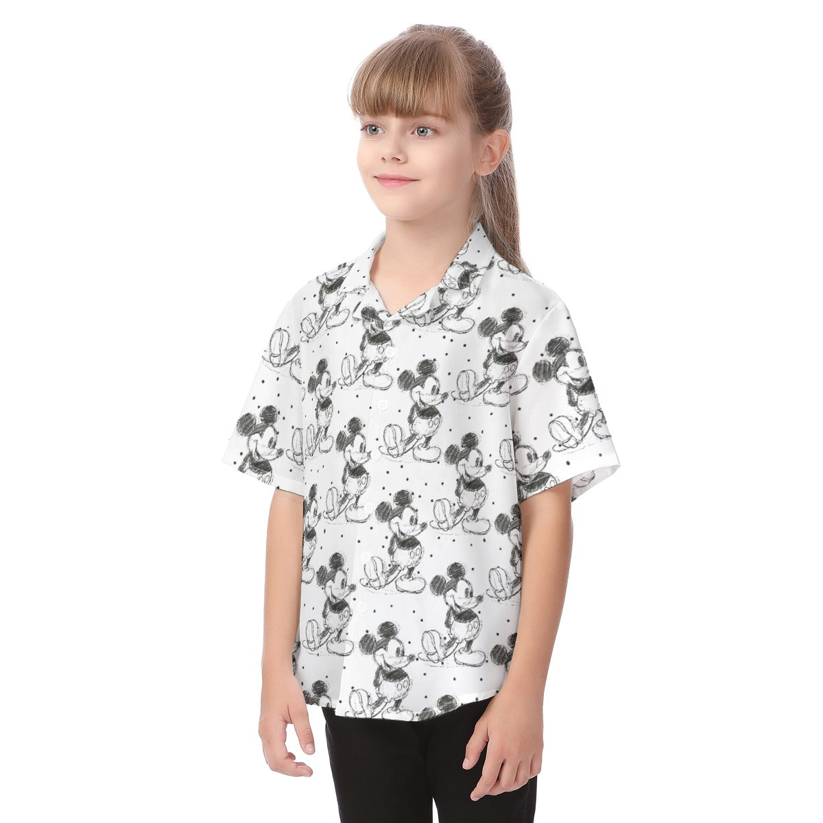 Sketch of Classic Mouse - Kid's Hawaiian Button Up Shirt