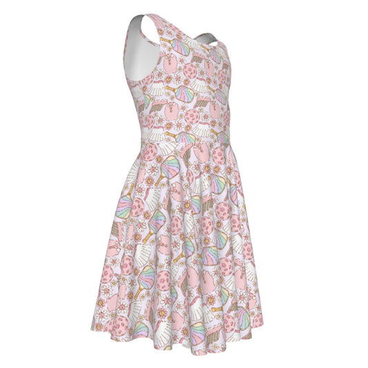 Rainbow Pickleball - Kid's Sleeveless Skater Dress