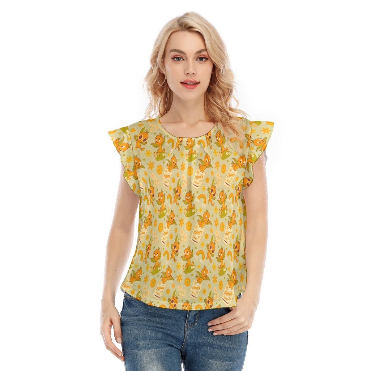 Vintage Citrus Garden - Women’s Flutter Sleeve Top