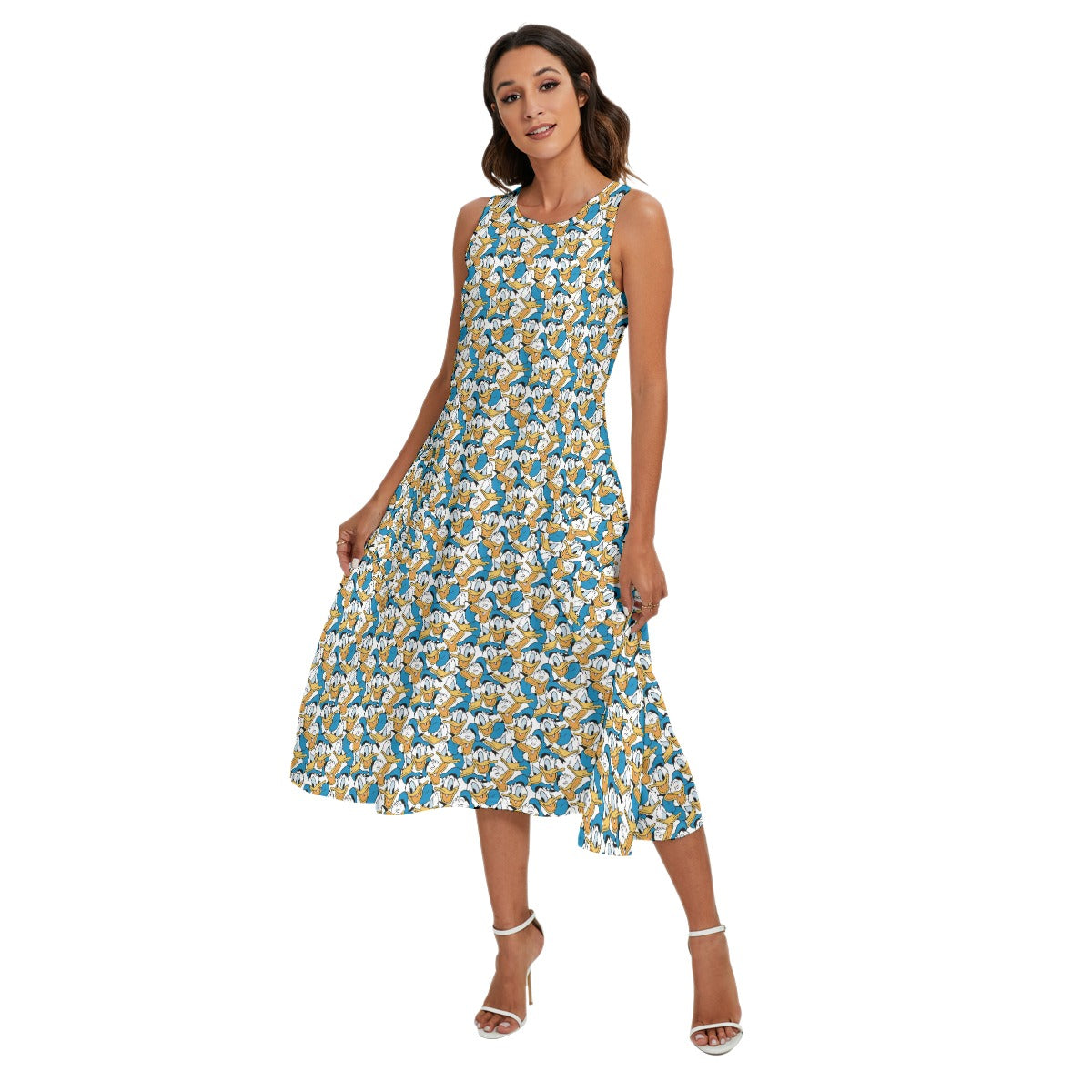 Many Faces of Feisty Duck - Women’s Diagonal Pocket Midi Dress