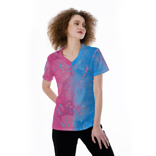 Pink or Blue Fairytale Dress - Women's Short Sleeve V-Neck T-Shirt