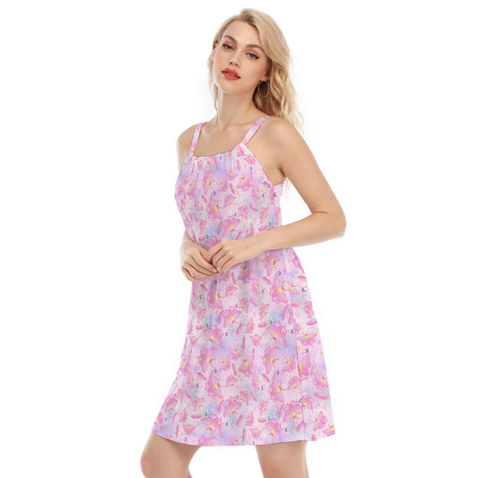 Pink Crystal Lunar Moths - Women’s Adjustable Sundress