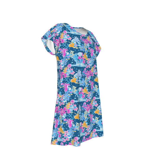 Bright Tropical Whimsy - Vintage Steamboat Captain - Women's T-Shirt Dress