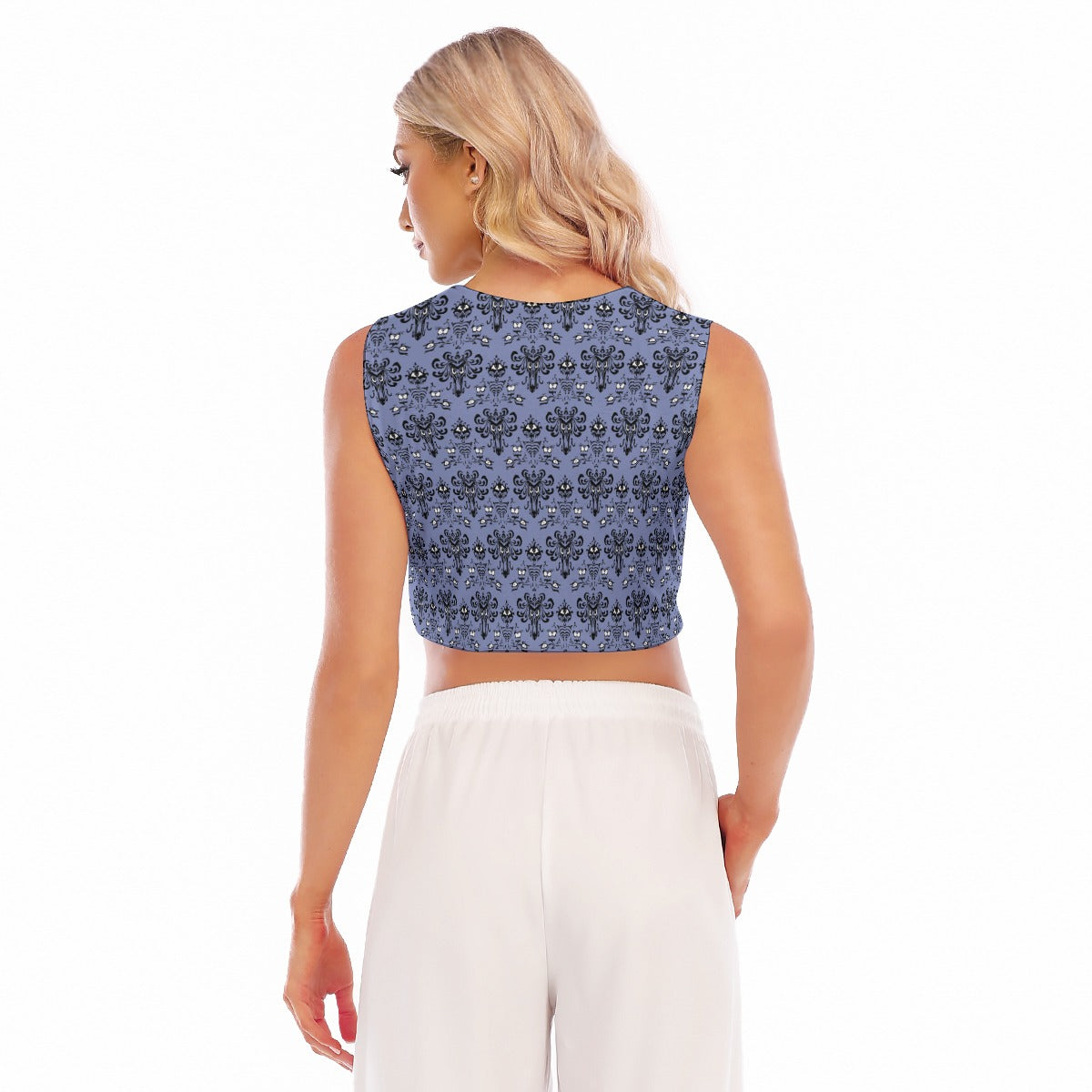 Spooky Mansion Wallpaper - Women’s Sleeveless Cropped Tee