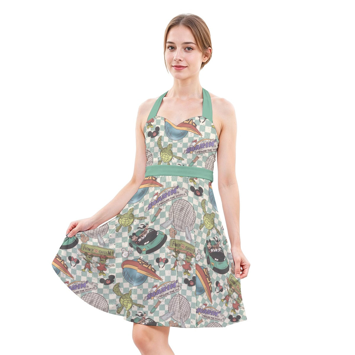 Hand Drawn EC - Women's Halter Vintage Pocket Dress