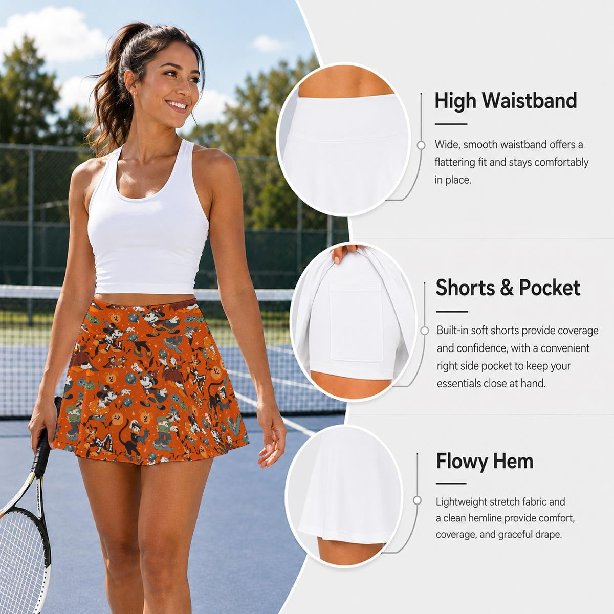 Vintage Halloween Parade - Women’s Athletic Skater Skort with Pockets