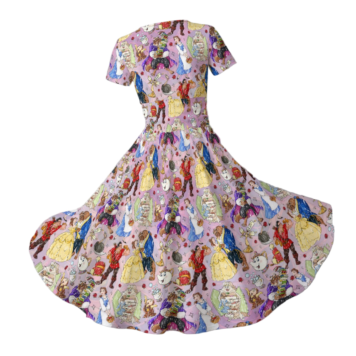 Enchanted Tale Sketch - Women's V-Neck Ruched Midi Dress