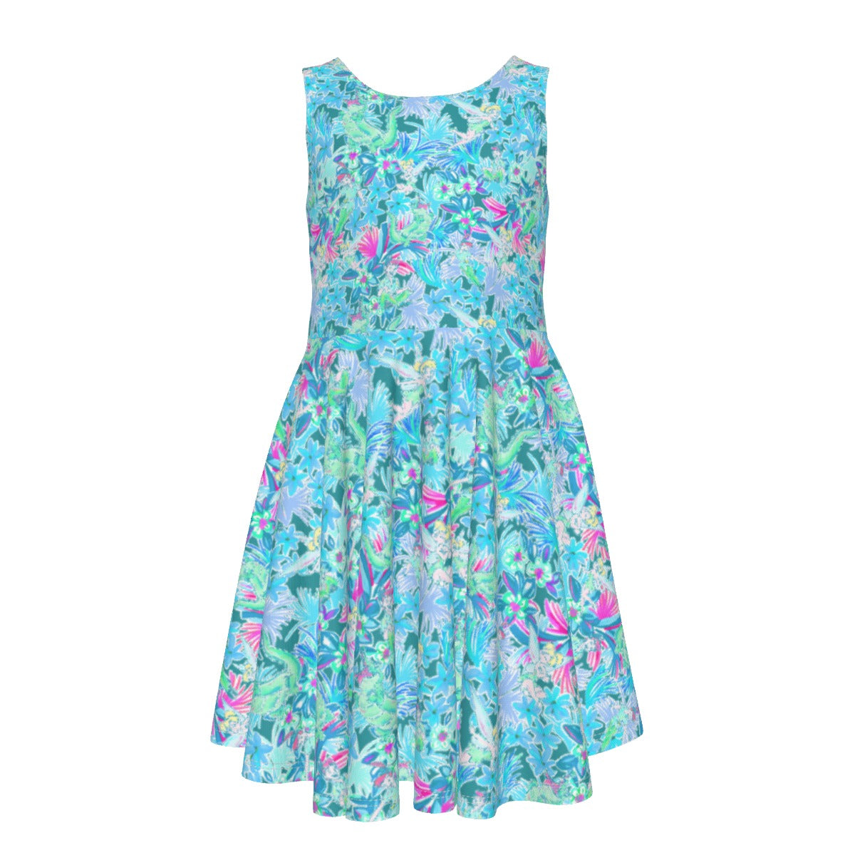 Bright Floral Flight - Neverland Adventure - Kid's Sleeveless Skater Dress