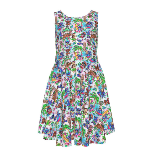 Bright Island Chaos Hand Drawn - Kid's Sleeveless Skater Dress