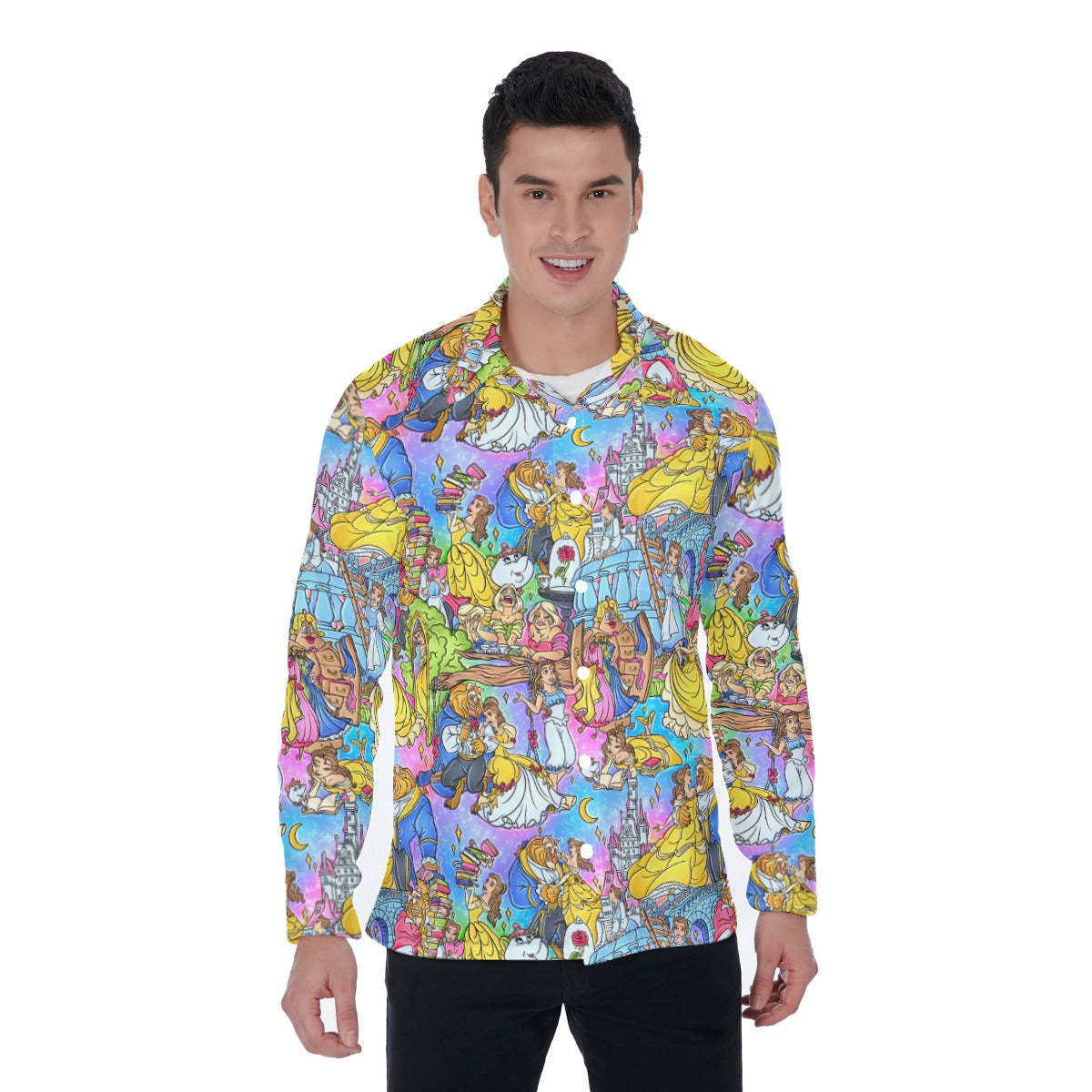 Enchanted Tale Storybook Scenes - Men's Long Sleeve Button Up Shirt