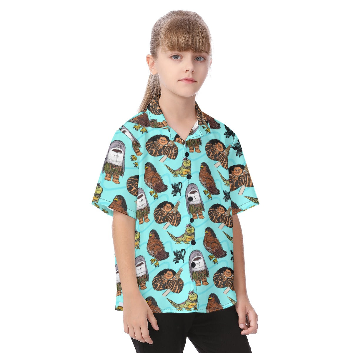 Shapeshifting Island Hero - Kid's Hawaiian Button Up Shirt
